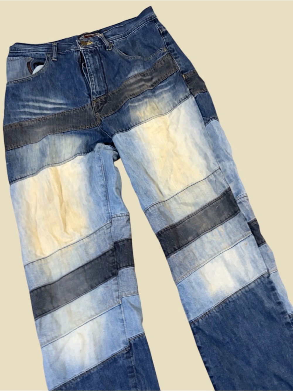 Y2k Akademiks Patchwork Denim Jeans Men's Relaxed Fit